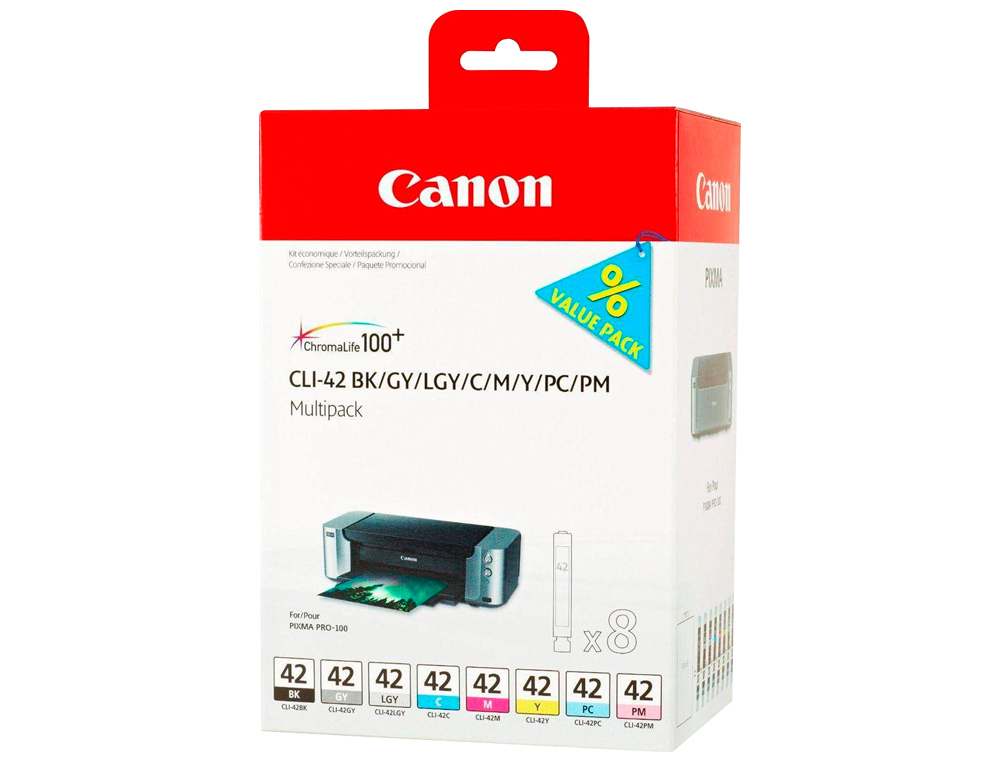 INK-JET CLI-42 CANON PIXMA PRO-100 / 100S MULTIPACK 8 COLORES BK /GY / LGY / C / M / Y / PC / PM 13 ML