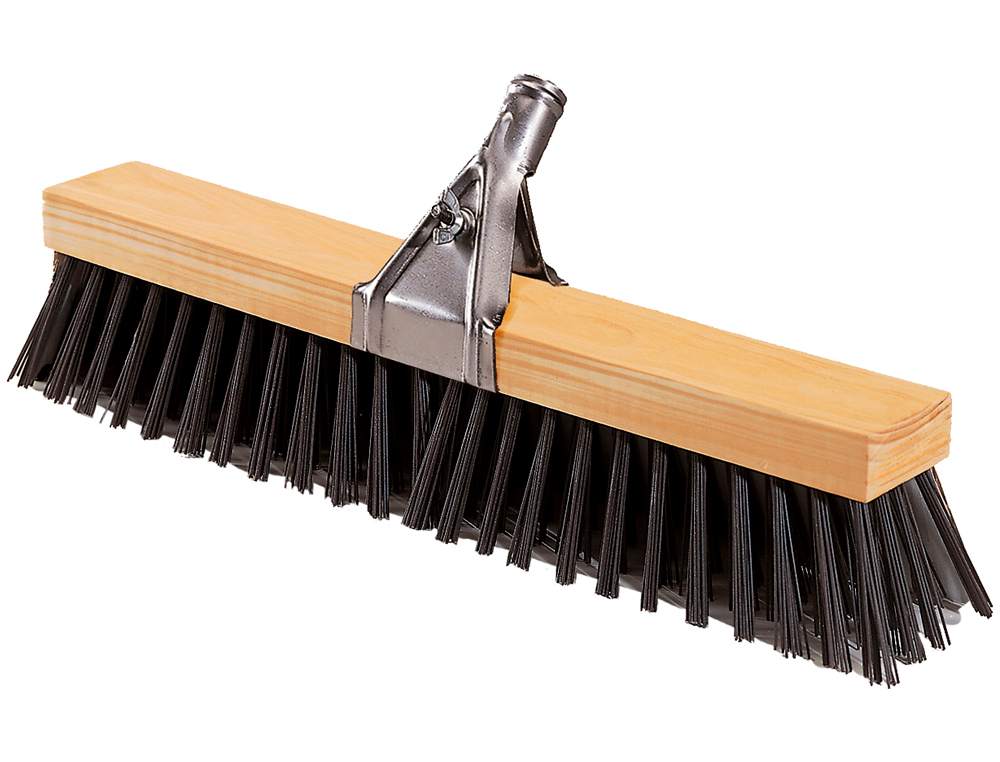 CEPILLO BARRENDERO MADERA REFORZADO CERDAS POLIPROPILENO 520X90 MM CONTIENE PINZA Y PALO