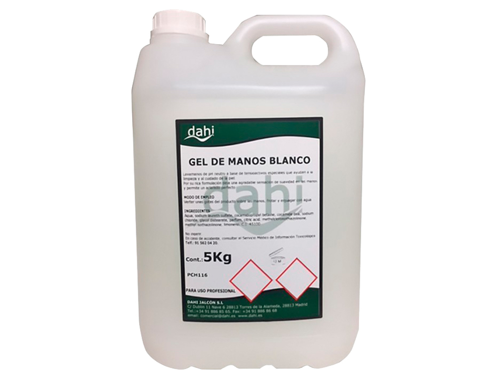 GEL DE MANOS DAHI BLANCO NACARADO GARRAFA DE 5 LITROS