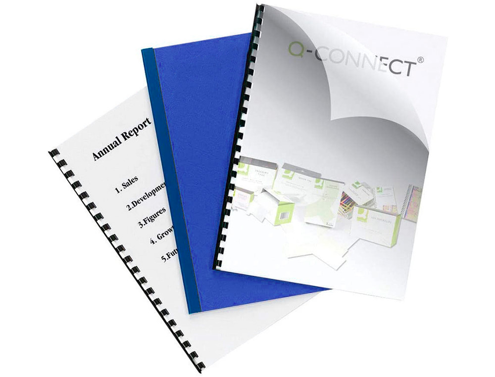 TAPA DE ENCUADERNACION Q-CONNECT PVC DIN A4 OPACA AZUL 180 MICRAS CAJA DE 100 UNIDADES