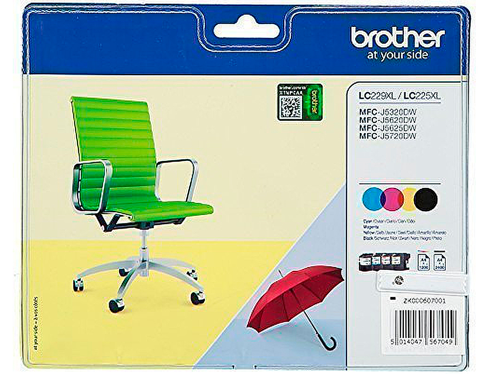 INK-JET BROTHER LC229XLVALBP MFC-J5320DW / J5620DW / J5625DW / J5720DW PACK 4 COLORES NEGRO AMARILLO CIAN