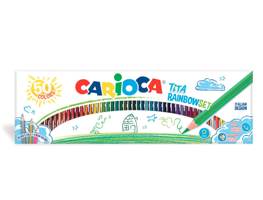 LAPICES DE COLORES CARIOCA TITA CAJA DE 50 UNIDADES COLORES SURTIDOS