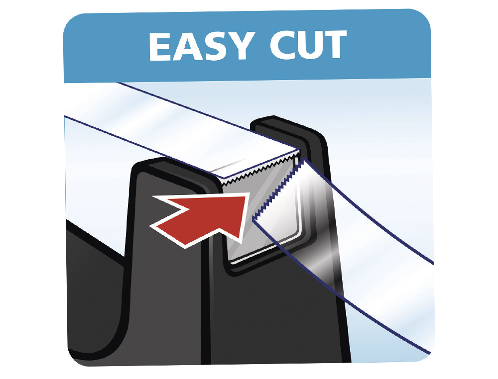 PORTARROLLO SOBREMESA TESA PLASTICO EASY CUT CURVE NEGRO PARA CINTA DE 33 MT X19 MM + 1 CINTA TESAFILM TRANSPARENTE