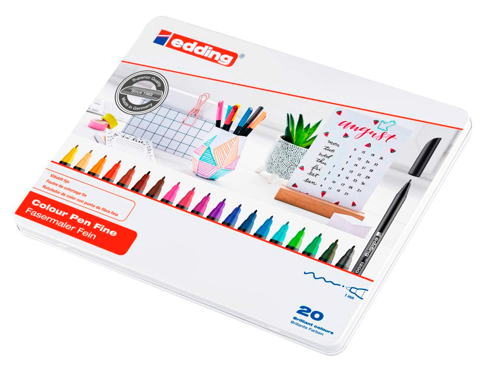 ROTULADOR EDDING PUNTA FIBRA 1200 CAJA METALICA 20 COLORES SURTIDOS EXP.8 UNIDADES + 8 BLISTER 4 EDDING 1340 REGALO