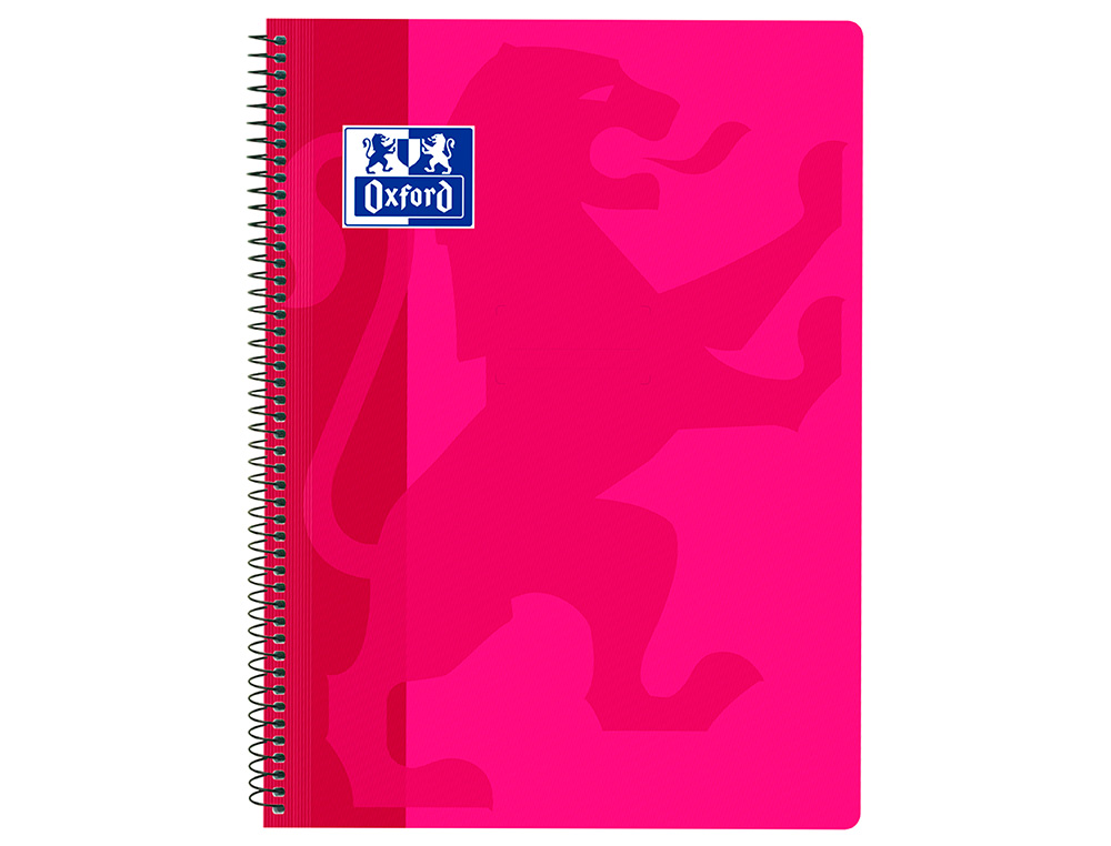 CUADERNO ESPIRAL OXFORD SCHOOL CLASSIC TAPA POLIPROPILENO FOLIO 80 H CUADRO 4 MM CON MARGEN FUCSIA