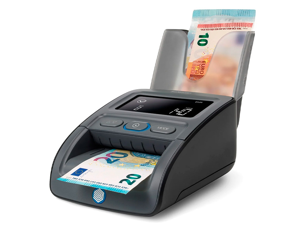 DETECTOR CONTADOR DE BILLETES FALSOS SAFESCAN 155-S 7 PUNTOSVERIFICACION Y GUIA SALIDA BILLETES ACTUALIZABLE SD CABLE