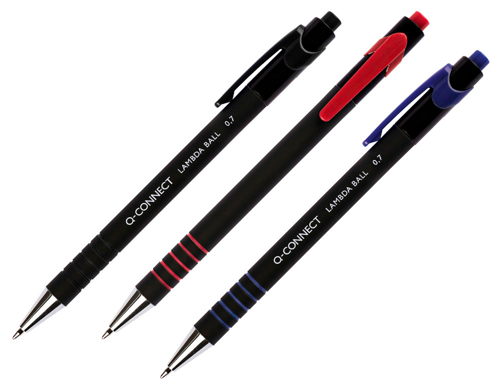 BOLIGRAFO Q-CONNECT RETRACTIL CON GRIP 0,7 MM COLOR ROJO