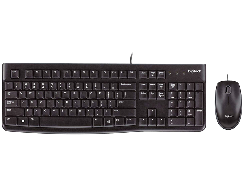 SET TECLADO + RATON LOGITECH MK120 USB CON CABLE NEGRO