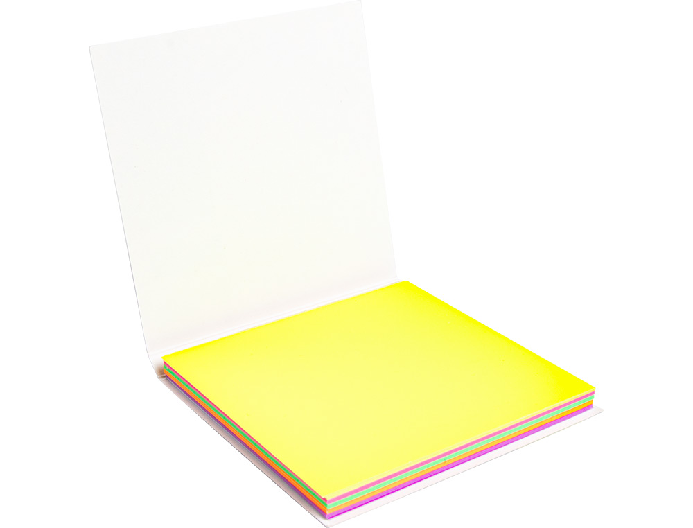 BLOC DE NOTAS ELECTROSTATICAS QUITA Y PON Q-CONNECT 70X70 MM 100 HOJAS 5 COLORES FLUORESCENTES
