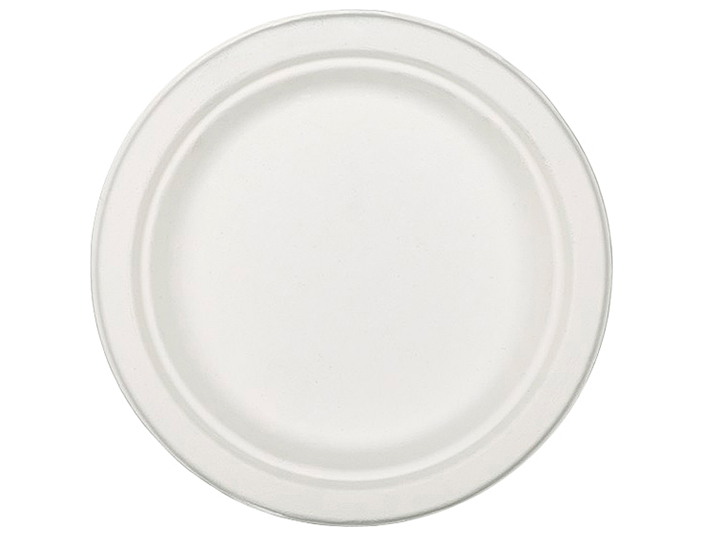 PLATO DE FIBRA NATURAL NUPIK BIODEGRADABLE BLANCO 17 CM DE DIAMETRO APTO MICROONDAS PAQUETE DE 50 UNIDADES