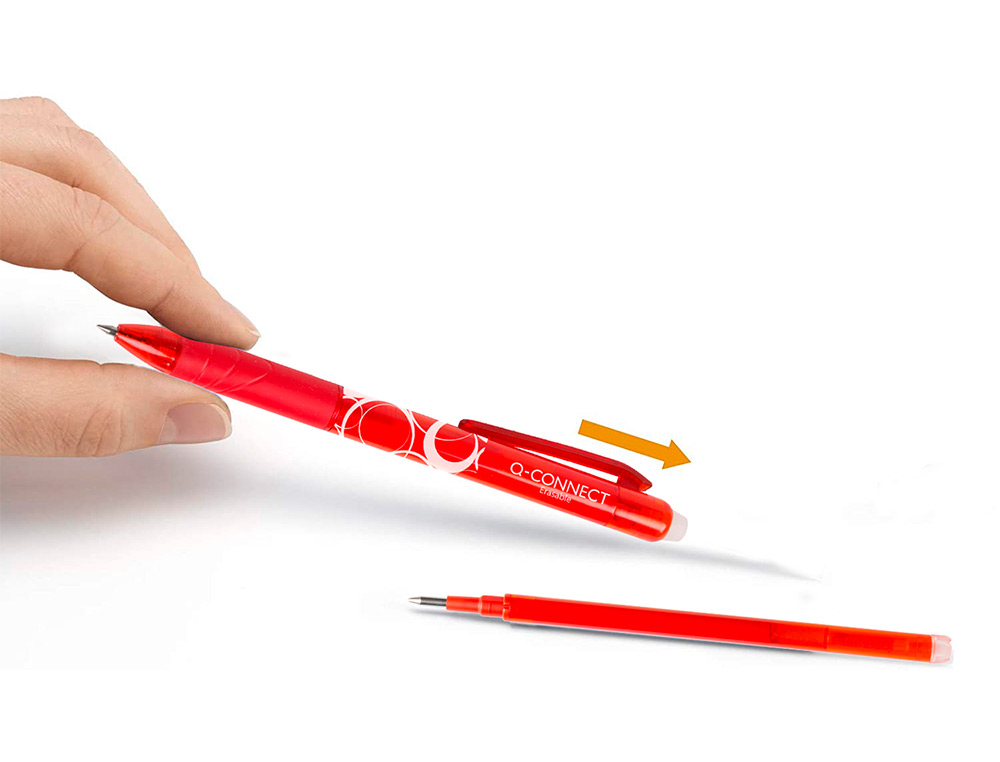 RECAMBIO BOLIGRAFO Q-CONNECT RETRACTIL KF11059 BORRABLE ROJO CAJA DE 3 UNIDADES