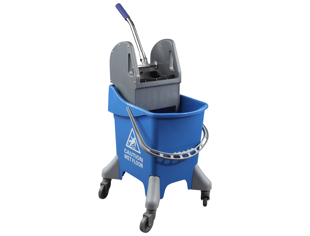 CARRO DE LIMPIEZA CON BASTIDOR Y ESCURRIDOR CON 4 RUEDAS 32 L AZUL 455X370X970 MM