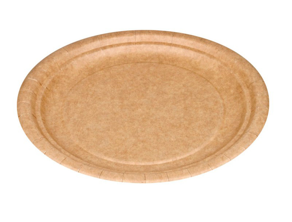 PLATO CARTON BIODEGRADABLE MARRON 22 CM PAQUETE DE 50 UNIDADES