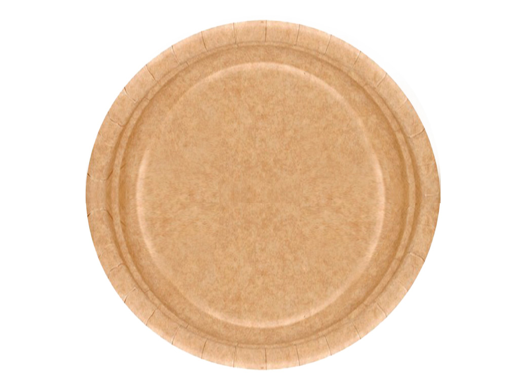 PLATO CARTON BIODEGRADABLE MARRON 22 CM PAQUETE DE 50 UNIDADES