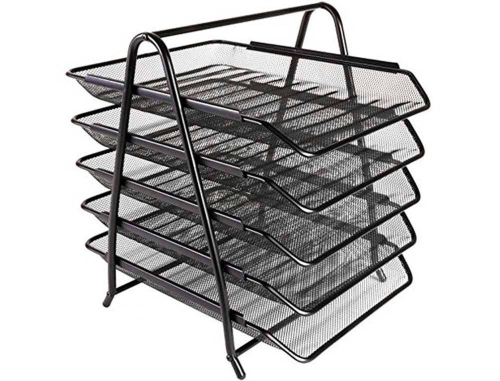 BANDEJA SOBREMESA METALICA Q-CONNECT KF18474 REJILLA NEGRO 5 BANDEJAS MOVIBLES 350X275X375 MM