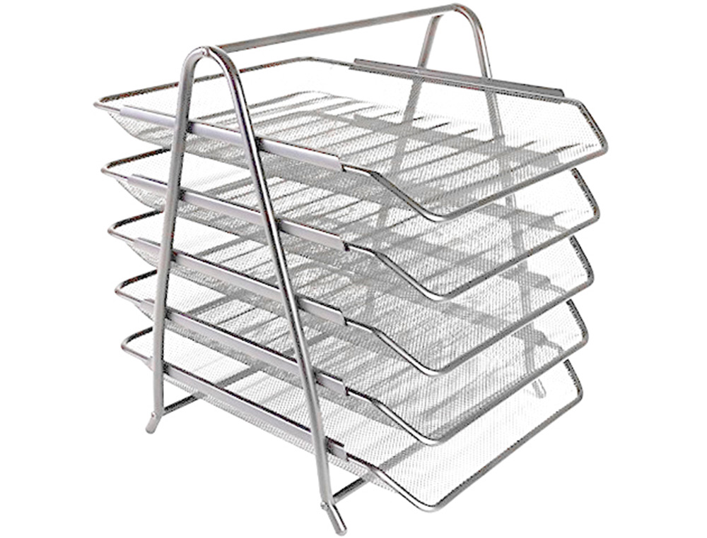 BANDEJA SOBREMESA METALICA Q-CONNECT KF18476 REJILLA PLATA 5 BANDEJAS MOVIBLES 350X275X375 MM
