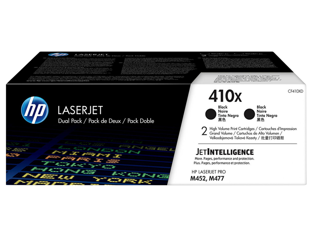 TONER HP LASERJET PRO 410X M452 M477 NEGRO PACK DE 2 UNIDADES 6500 PAGINAS