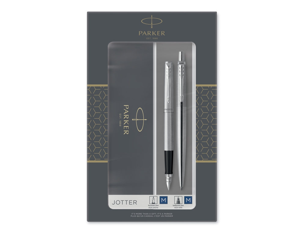 JUEGO PARKER DUO JOTTER ACERO CT BOLIGRAFO + PLUMA