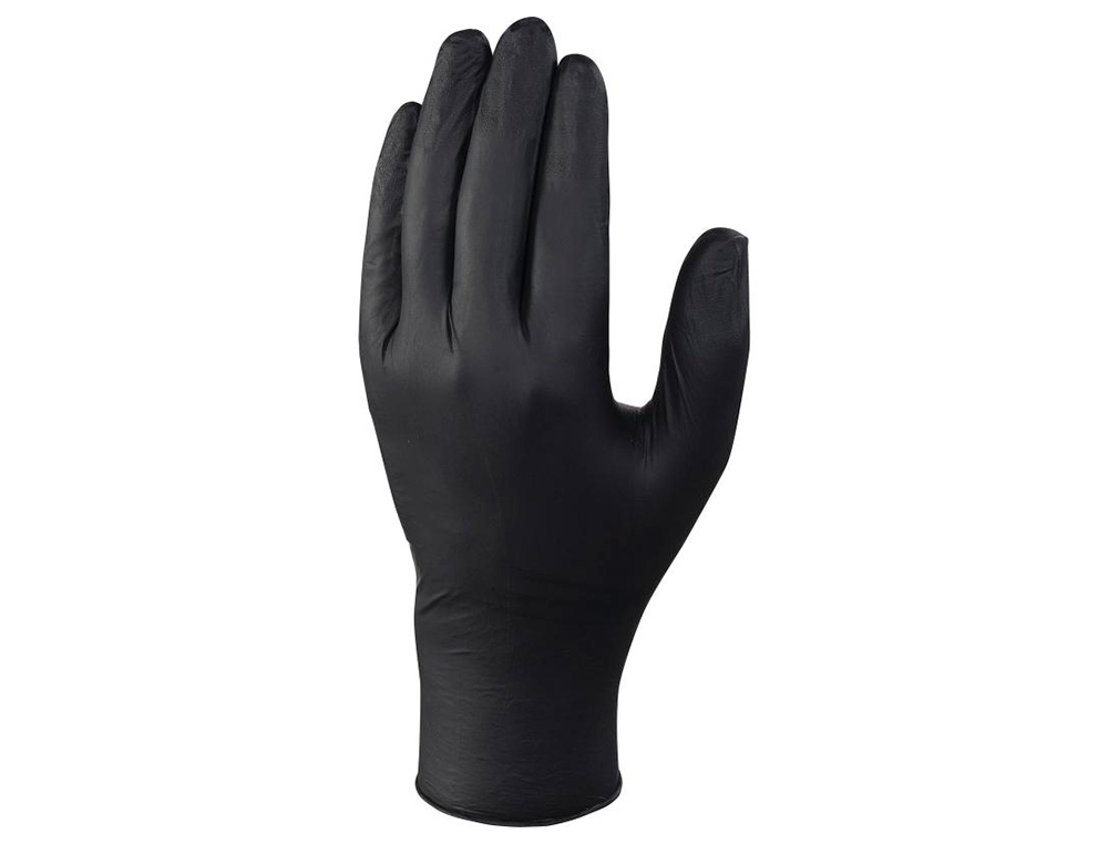 GUANTES DELTAPLUS DE NITRILO DESECHABLE NEGRO CAJA DE 100 UNIDADES TALLA 6-7