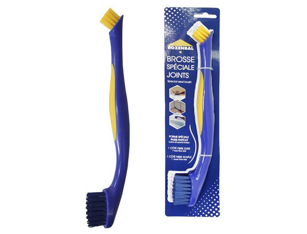 CEPILLO ROZENBAL DOBLE FIBRA DURA SUAVE PARA LIMPIEZA JUNTAS Y RINCONES 27,5X4X2,8 CM