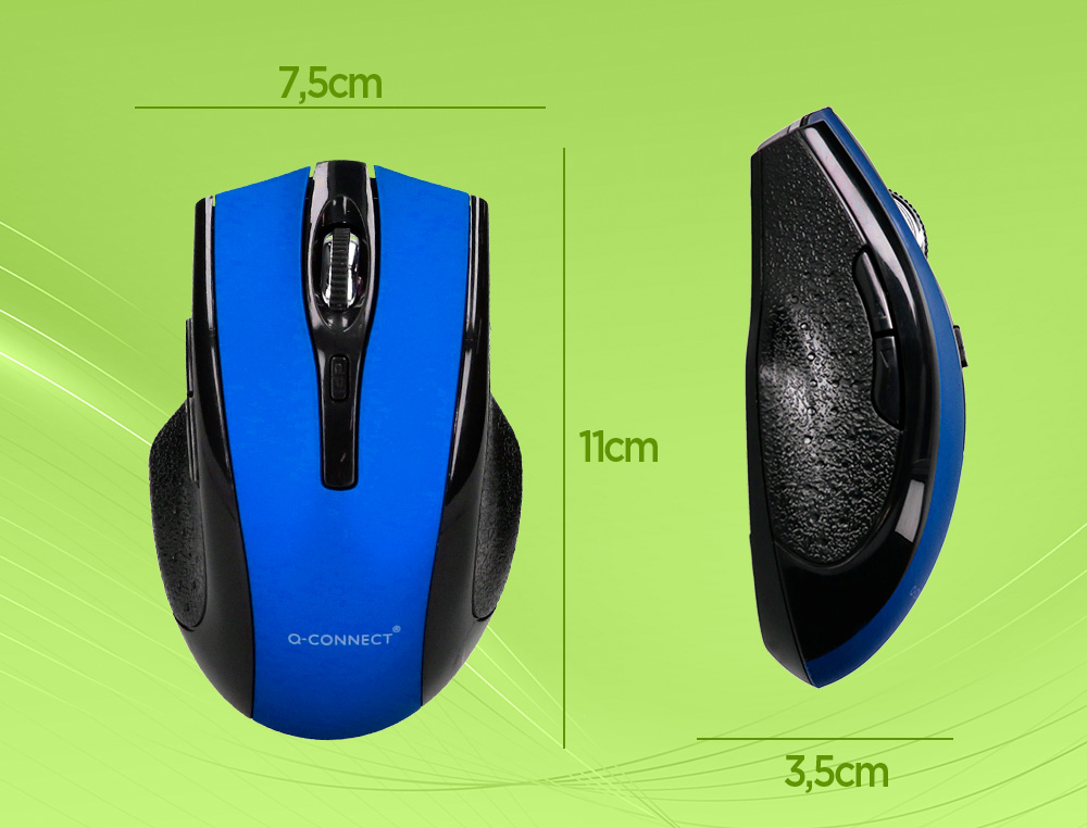 RATON Q-CONNECT OPTICO INALAMBRICO 1000 DPI RECEPTOR USB 2,4 GHZ AZUL