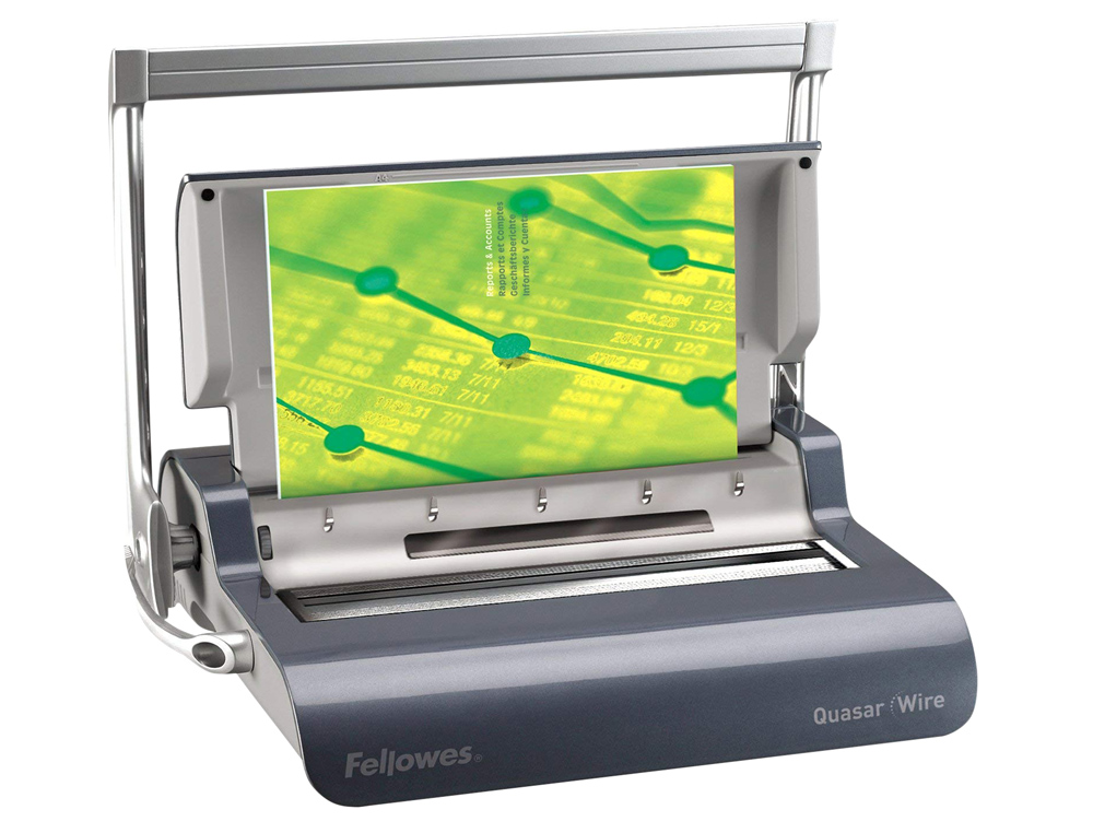 ENCUADERNADORA PARA ESPIRAL WIRE FELLOWES QUASAR DOBLE ESPIRAL PERFORA 15 HOJAS A4 ENCUADERNA HASTA 130 HOJAS