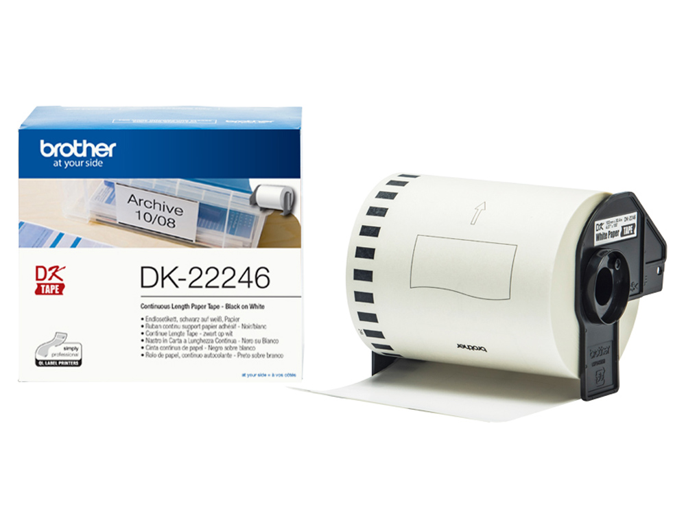 ETIQUETA ADHESIVA BROTHER DK22246 TAMAÑO 103MM X 30,48 M PARA IMPRESORAS QL