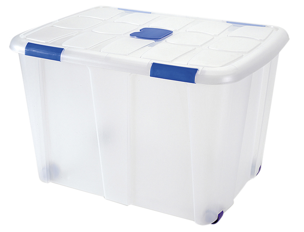CONTENEDOR PLASTICO PLASTICFORTE 130 LITROS N 16 TRANSPARENTE CON TAPA 480X740X540 MM