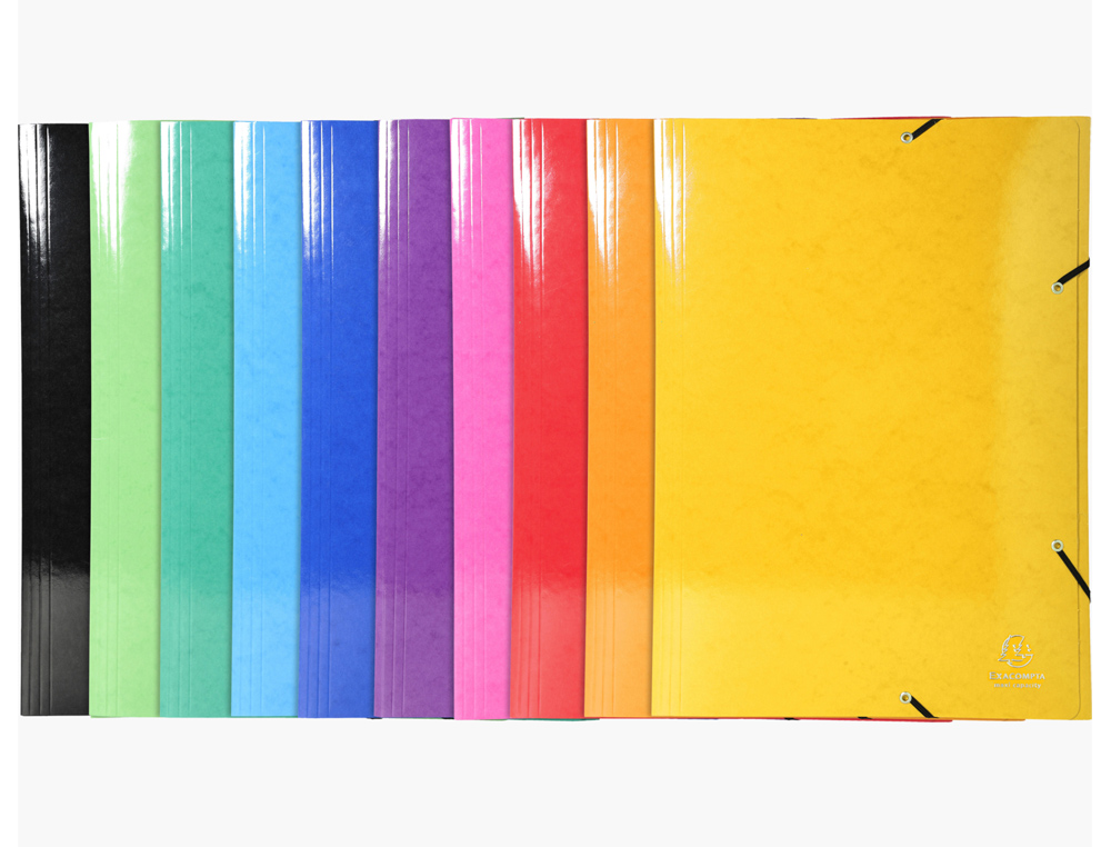 CARPETA EXACOMPTA IDERAMA GOMAS CARTON 600 GR TRES SOLAPAS DIN A3 COLORES SURTIDOS