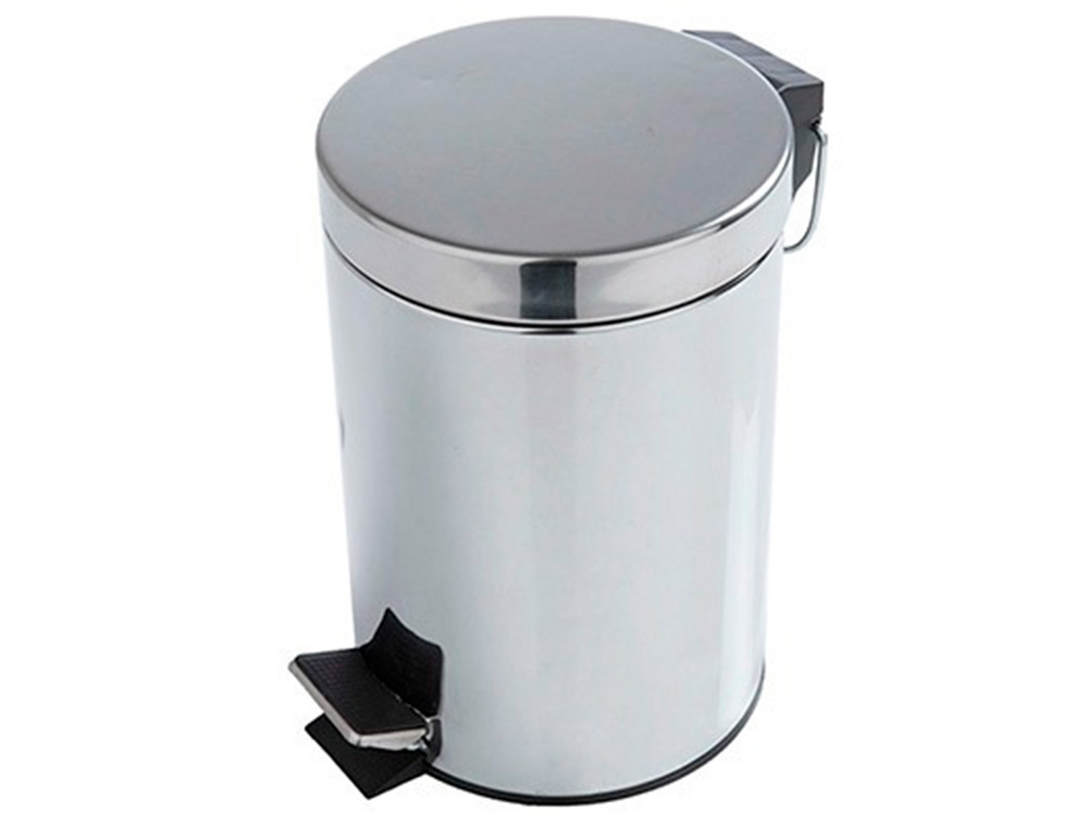 PAPELERA METALICA Q-CONNECT CON PEDAL CROMADA 43X29CM CAPACIDAD 20 LITROS