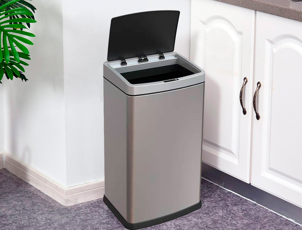 PAPELERA METALICA Q-CONNECT CON SENSOR AUTOMATICO CAPACIDAD 60 LITROS 630X270X400 MM