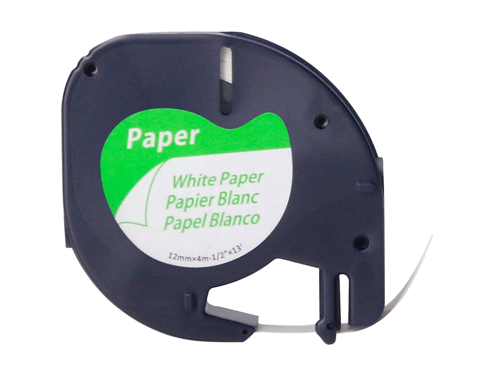 CINTA Q-CONNECT PAPEL 12MM X 4MT NEGRO-BLANCO PARA LETRATAG