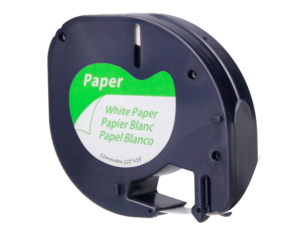 CINTA Q-CONNECT PAPEL 12MM X 4MT NEGRO-BLANCO PARA LETRATAG