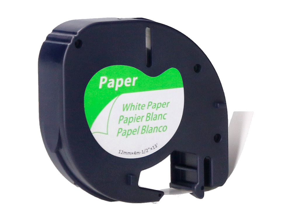 CINTA Q-CONNECT PAPEL 12MM X 4MT NEGRO-BLANCO PARA LETRATAG