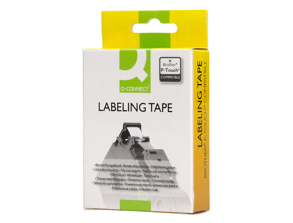 CINTA Q-CONNECT TZE-221 BLANCO-NEGRO 9MM LONGITUD 8 MT