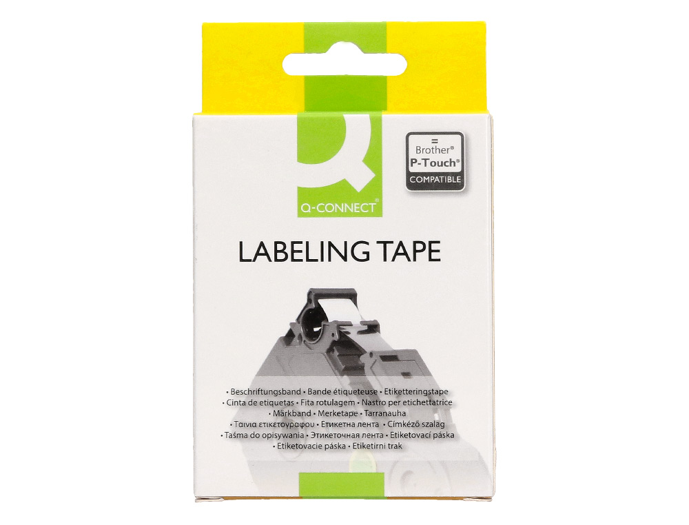 CINTA Q-CONNECT TZE-221 BLANCO-NEGRO 9MM LONGITUD 8 MT