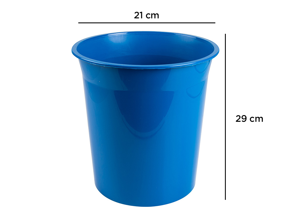 PAPELERA PLASTICO Q-CONNECT AZUL OPACO 13 LITROS 275X285 MM
