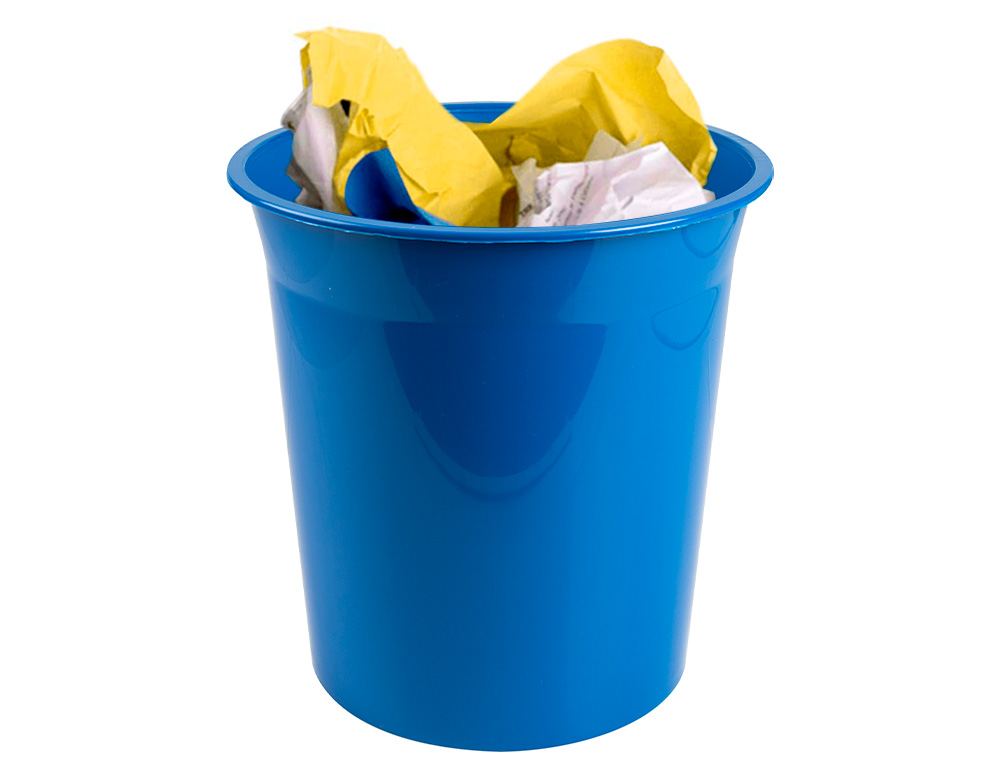 PAPELERA PLASTICO Q-CONNECT AZUL OPACO 13 LITROS 275X285 MM