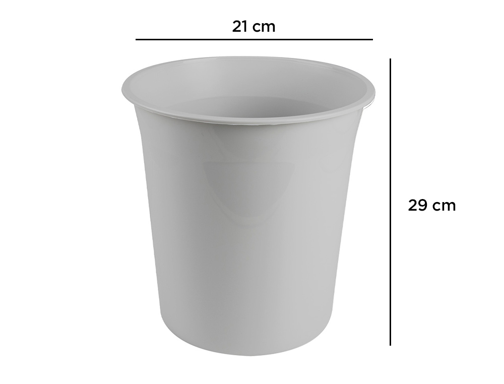 PAPELERA PLASTICO Q-CONNECT GRIS OPACO 13 LITROS 275X285 MM