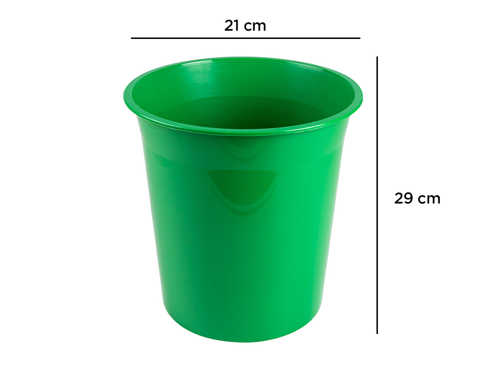 PAPELERA PLASTICO Q-CONNECT VERDE OPACO 13 LITROS 275X285 MM