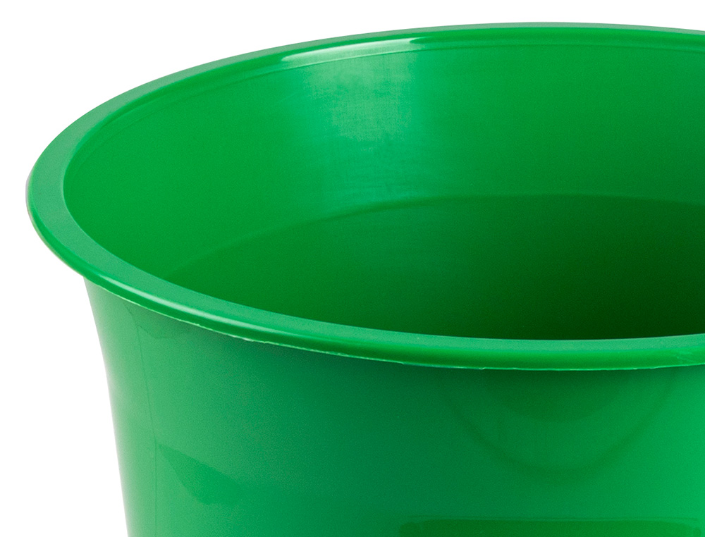 PAPELERA PLASTICO Q-CONNECT VERDE OPACO 13 LITROS 275X285 MM