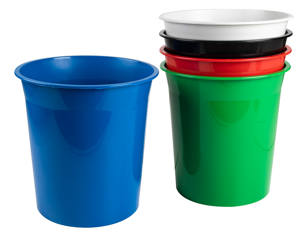 PAPELERA PLASTICO Q-CONNECT VERDE OPACO 13 LITROS 275X285 MM