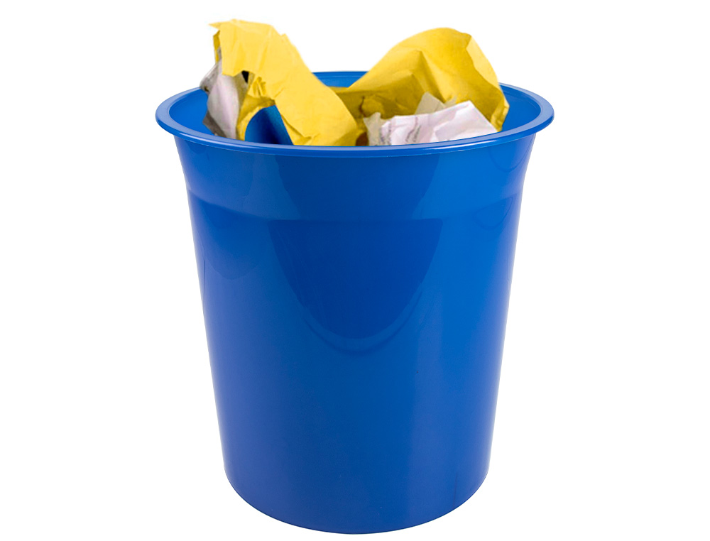 PAPELERA PLASTICO Q-CONNECT AZUL TRANSLUCIDO 13 LITROS 275X285 MM