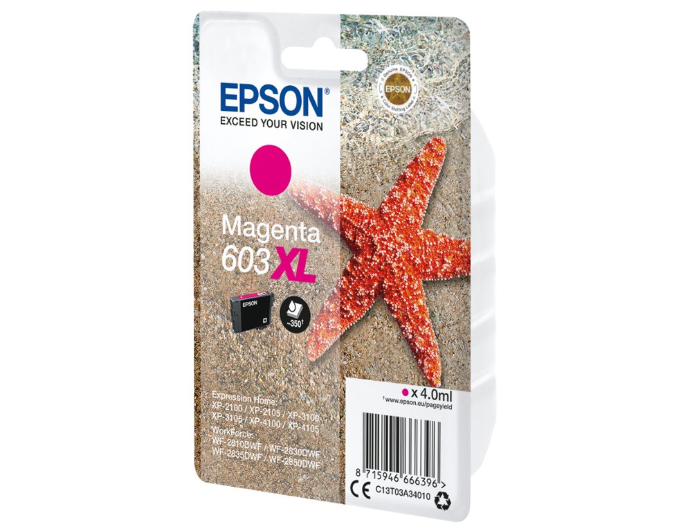 INK-JET EPSON 603XL XP-2100 / 2105 / 3100 / 4100 / WF-2810 / 2830 / 2835 / 2850 MAGENTA 350 PAGINAS