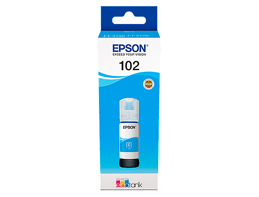 TINTA EPSON ECOTANK 102 ET-2700 / 2750 / 3700 / 3750 / 4750 BOTE DE 70 ML CIAN 6.000 PAG