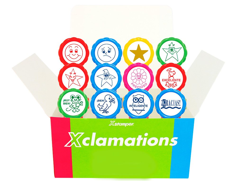 SELLO X'STAMPER EMOTICONO USO ESCOLAR EXPOSITOR DE 12 UNIDADES SURTIDAS