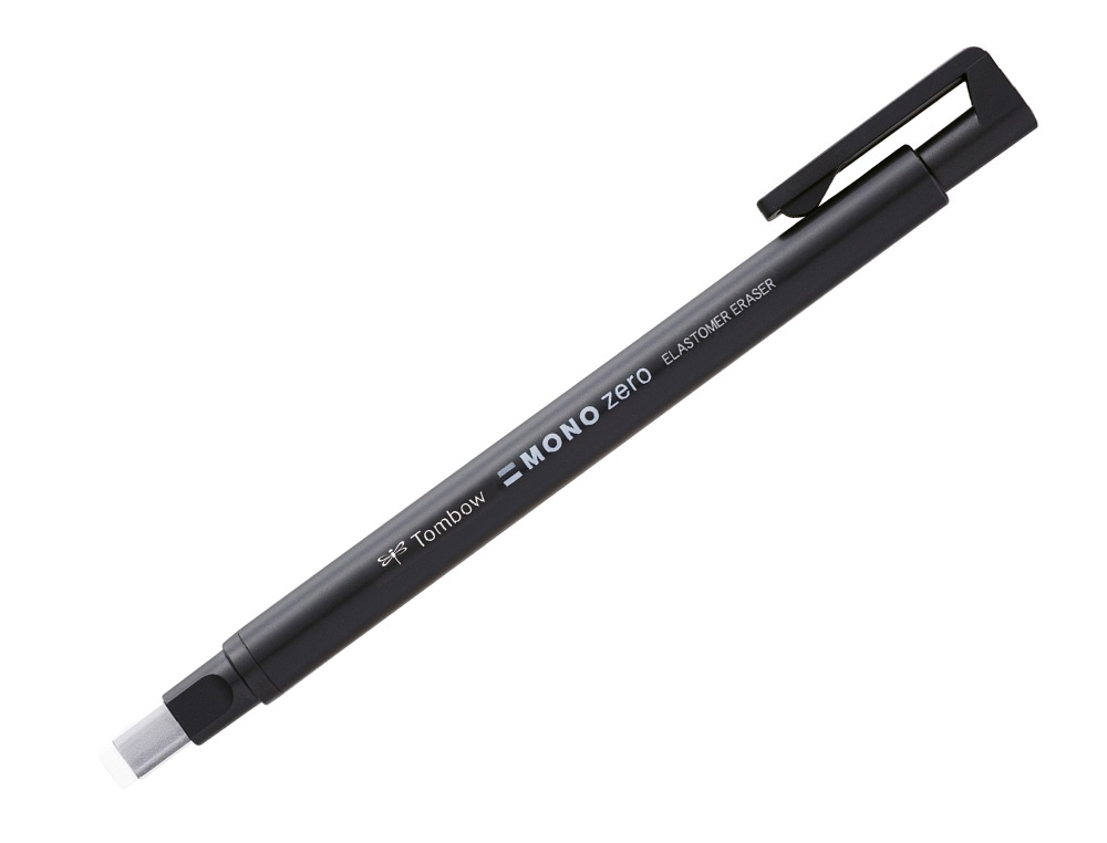 PORTAGOMAS TOMBOW MONO ZERO CON CLIP GOMA RECTANGULAR 2,5 X 5 MM COLOR BLANCO AZUL Y NEGRO