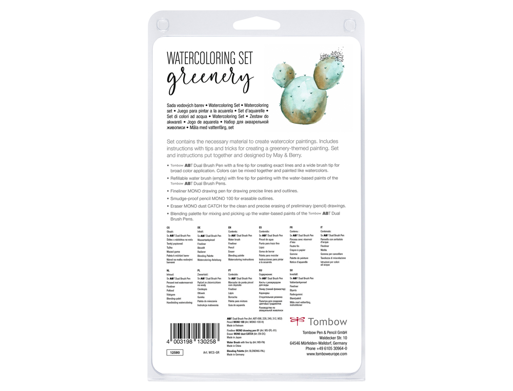 SET WATERCOLORING TOMBOW GREENERY 9 PIEZAS