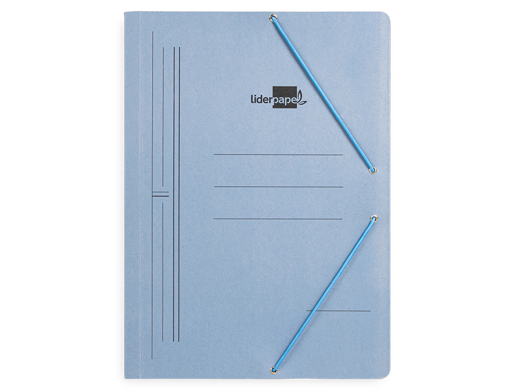 CARPETA LIDERPAPEL GOMAS FOLIO SENCILLA CARTON PINTADO AZUL