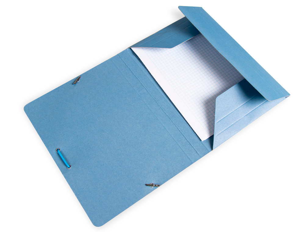 CARPETA LIDERPAPEL GOMAS TRES SOLAPAS CARTON PINTADO CUARTO COLOR AZUL